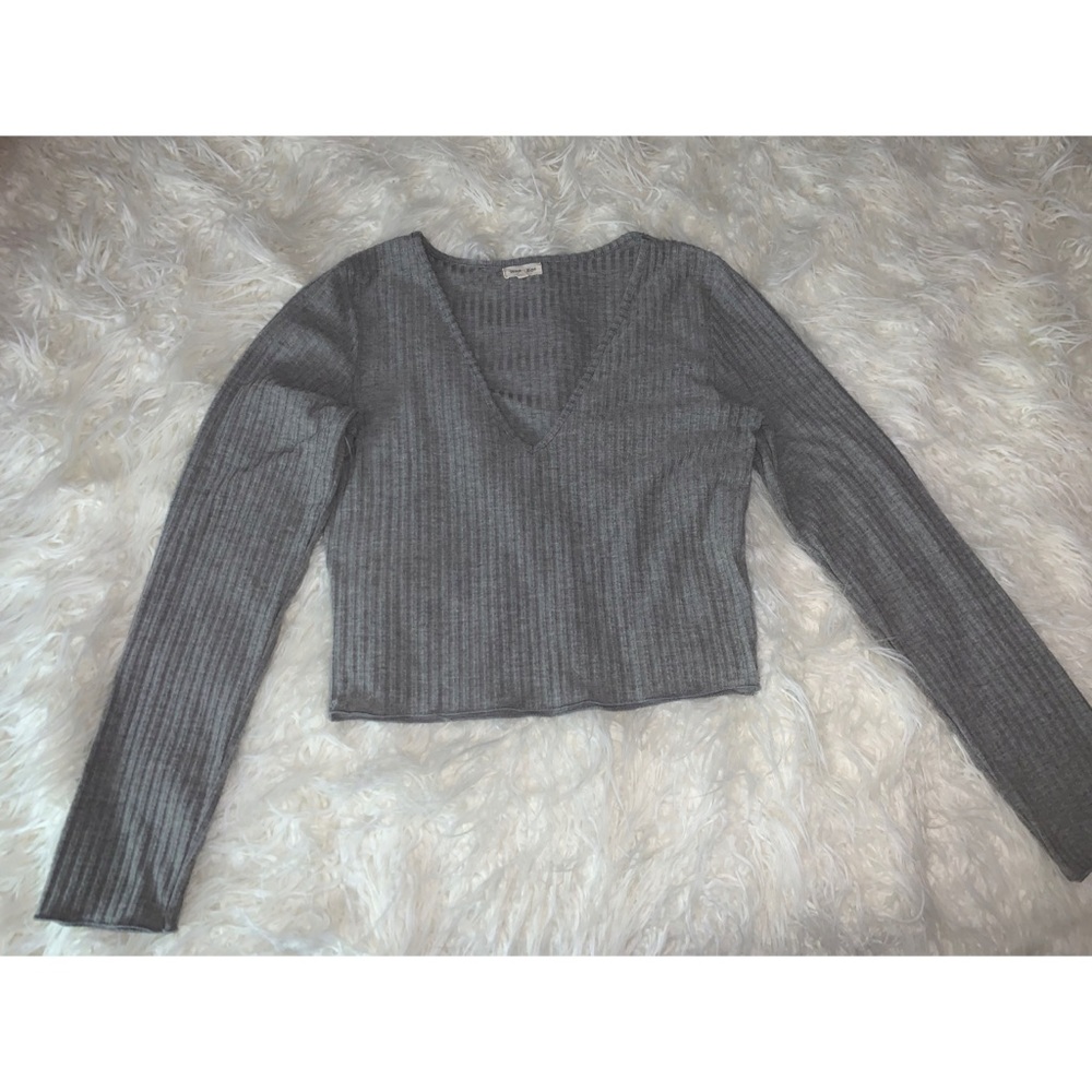 Fashion Nova Long Sleeve Top Grey